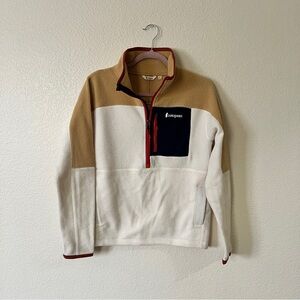 Cotopaxi Women's Tan, White, Navy and Red 1/4 Zip-Up Pullover